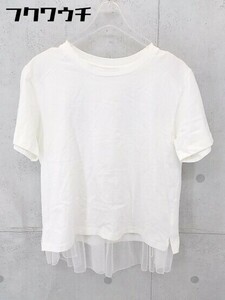 ◇ ◎ YEAR イヤー メッシュ ドッキング 半袖 Tシャツ カットソー サイズF ホワイト系 レディース
