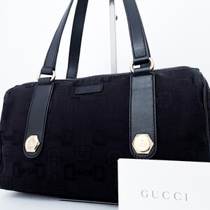 1円■入手困難■GUCCI グッチ 総柄 キャンバス 型押しロゴ スタッズ 軽量 トートバッグ ビジネス メンズ レディース レザー ブラック 黒