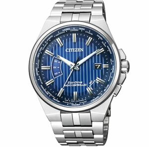 【美品】シチズン/CITIZEN 腕時計 シチズンコレクション CB0161-82L 電波ソーラー デイト 10気圧防水 メンズ シルバー ネイビー 