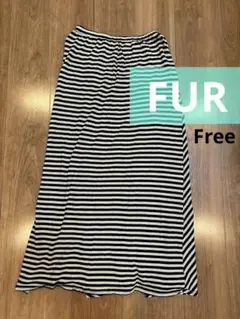 【FUR】変形ボーダーロングスカート Freesize