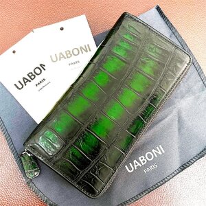 上質 限定EU製＆定価68万◆UABONI*アリゲーター・ラウンドファスナー長財布◆高級 希少 手染 パティーヌ クロコ 本革 レザー カーフスキン