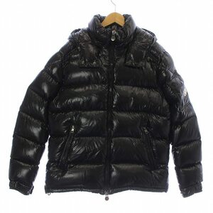 モンクレール MONCLER 16AW MAYA GIUBBOTTO マヤ シャイニー ダウンジャケット ジップアップ フーテッド ロゴパッチ 4 XXL 黒