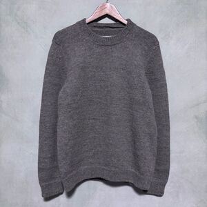 Maison Martin Margiela メゾンマルタンマルジェラ ⑩ メンズ アルパカ ウール クルー ミドルゲージ ニットセーター size.L ベージュグレー