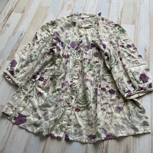 ① savoir × LIBERTY サヴォア　リバティ　花柄　シルクブレンド　薄手　ブラウス　シャツ