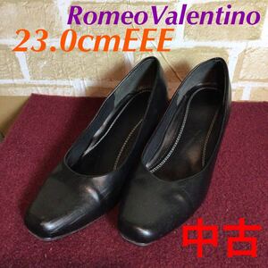 【売り切り!送料無料!】A-195 RomeoValentino!23.0cmEEE!ヒール6cm!仕事!ビジネス!冠婚葬祭!七五三!入園入学式!卒園卒業式!フォーマル!中古