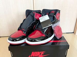 新品未使用 NIKE AIR JORDAN 1 RETRO HIGH OG PATENT BRED US9.5(27.5cm) 黒タグ 国内正規 ナイキ エア ジョーダン1 555088-063