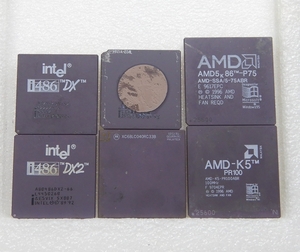 CPU i486 DX /i486 DX2 / AMD 他 紫 セラミック 6個 金 ピン曲がりあり 