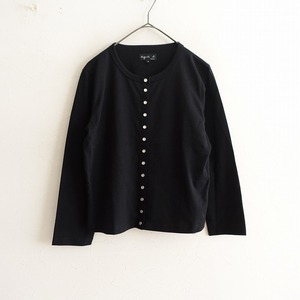 【美品】アニエスベー agnes b. *カーディガンプレッション*3黒ブラック無地アニエスb.(33-2411-382)【71L42】