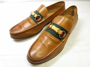 HH 【グッチ GUCCI】 シェリーライン ホースビットローファー バンブーローファー 紳士靴 (メンズ) size7.5 ブラウン系 ■18MZA4578■