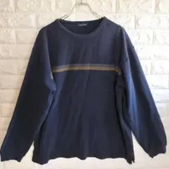 C428【NAUTICA】ワッフル ロングTシャツ【メンズL】ネイビー