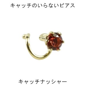 18金 片耳ピアス メンズ キャッチのいらないピアス パパラチアトパーズ 一粒 ゴールド イエローゴールドk18 18k シンプル