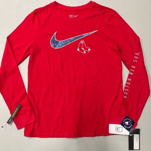 NIKE ナイキ ボストン レッドソックス 長袖 Tシャツ ロンT 未使用 メンズ Mサイズ 赤 レッド スタンダードフィット メジャーリーグ MLB 