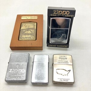 F058■◎ ZIPPO ジッポ オイルライター 5点セット George G Blaisdell レギュラーヘアライン ハイビスカス 他 2点火花有