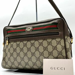 51-58●現行類似 廃盤● GUCCI グッチ オールドグッチ ショルダーバッグ シェリーライン PVC レザー GGスプリーム インターロッキング 金具