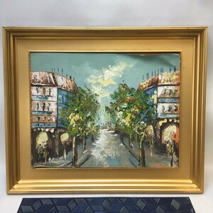 【中古現状品/インボイス登録店/CH】街並み 風景画 油彩画 油絵 絵画 サインあり 作者不明 飾り物 インテリア　MZ0305