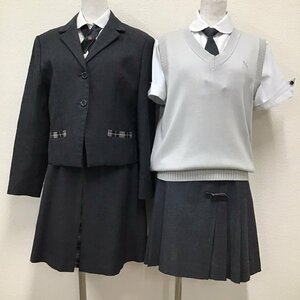 O359/T402(中古)栃木県 作新学院高校 女子制服9点 /旧制服/情報科学部/M/L/W66/ブレザー/ベスト/ブラウス/スカート/タイ/ネクタイ/卒業生品