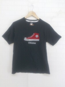 ◇ CONVERSE コンバース ロゴ 刺繍 半袖 Tシャツ カットソー サイズL ブラック レッド系 ホワイト系 レディース P