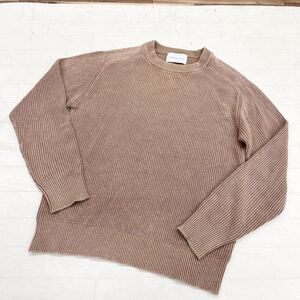 1552◎ ADAM ET ROPE アダム エ ロペ トップス プルオーバー ニット セーター 長袖 クルーネック 無地 ブラウン レディースM