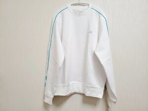 ▽♪ ラコステ LACOSTE 4 パイピングスリーブクルーネックスウェット 長袖 ホワイト×ブルー SH1435-99