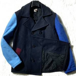 Johnson Woolen Mills★USA製★希少★クレイジー切替 アシメ メルトンウールPコート 裏キルティング メンズS～M位 ジョンソン 創業1842年