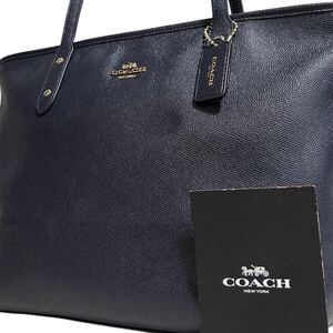 1円～【入手困難品】定価12万円 コーチ COACH トートバッグ ビジネスバッグ ブリーフケース A4 2way レザー メンズ レディース ネイビー