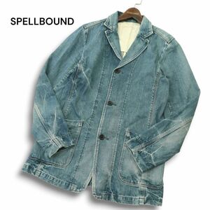 SPELLBOUND スペルバウンド 48-121B 通年 USED加工★ 2P デニム カバーオール ジャケット Sz.3　メンズ 日本製　A4T09301_8#O