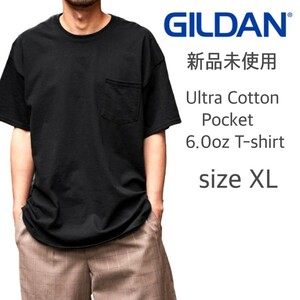 新品未使用 ギルダン ウルトラコットン 6oz 無地 ポケットTシャツ 黒 XLサイズ GILDAN ブラック 2300