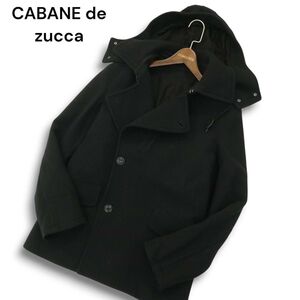 CABANE de zucca カバンド ズッカ 秋冬 フード付き★ メルトン ウール コート Sz.S メンズ 黒　A4T13543_C#N