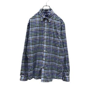 TOMMY HILFIGER 長袖 チェック柄 シャツ 15-1/2 32-33 L位 ホワイト ブルー グリーン トミーヒルフィガー 古着卸 アメリカ仕入 a505-6331