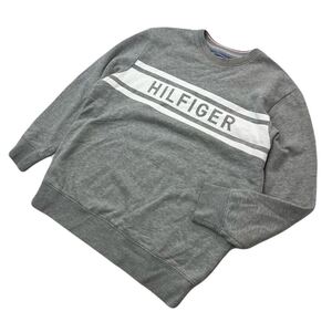 TOMMY HILFIGER ☆ トミーヒルフィガー ラインロゴ◎ スウェット シャツ トレーナー グレー XL 秋冬 アメカジ ストリート 古着■AJ279