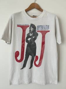 ●JANET ジャネットジャクソン RHYTHM NATION 90s Tシャツ 1990 ●ビンテージ 古着 ジャマイカ USA ●Lサイズ シングル 激レア 当時物