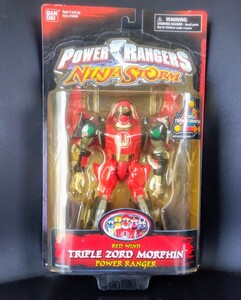 新品未開封! POWER RANGERS NINJA STORM RED WIND 忍法戦隊ハリケンジャー ハリケーン レッド3段変形! フィギュア BANDAI 希少!　　　　　