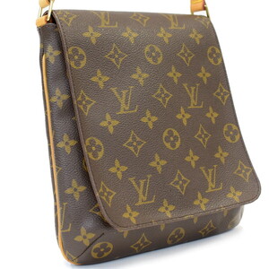 1円 ◆定価10万 美品 LOUIS VUITTON ルイヴィトン ミュゼットサルサ ショート M51258 モノグラム ブラウン◆E.Cmg.lA-12