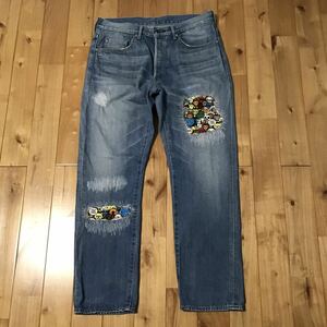 MILO Animal Safari DAMAGED DENIM PANTS Mサイズ a bathing ape エイプ ベイプ アベイシングエイプ デニム パンツ ジーンズ マイロ yi716