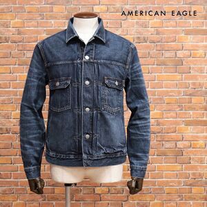 AMERICAN EAGLE/Sサイズ/デニムジャケット 1101-3036 ハリ コシ ガーメントダイ Gジャン 新品/インディゴ/jb170/