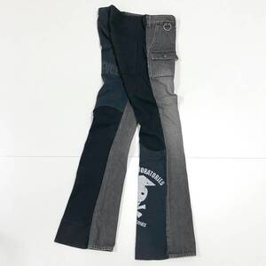 2004SS UNDERCOVER LANGUID期 スウェット ドッキング デニムパンツ ブラック 黒 Lサイズ アンダーカバー 魔女期 VINTAGE archive 4010397