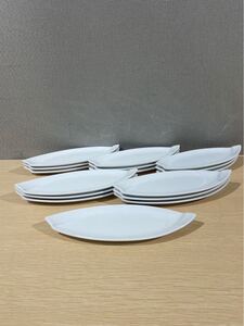 ●中古 白磁 長皿 オビ 取り皿 料理 洋食器 カフェ レストラン 業務用 横21.5cm 幅8cm 白 ホワイト 16枚セット