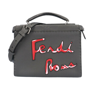 フェンディ ピーカブーミニフィット ショルダーバッグ レザー 7VA422 グレー メンズ FENDI 中古 美品