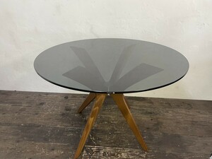 極美品！ calligaris カリガリス ラウンドテーブル TOKYO トーキョー 丸型 ダイニングテーブル 丸 ガラステーブル 木枠梱包