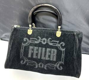 FEILER●フェイラー　ハンドバッグ　トートバッグ　ロゴ　ブラック●中古品