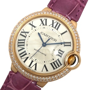 カルティエ Cartier バロンブルー ドゥ カルティエ WE900551 シルバー K18PG/レザーストラップ 腕時計 レディース 中古