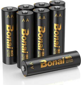 BONAI 乾電池 リチウム電池 単三形 8本高容量、長持ち、単3乾電池 1.5V(非充電式)