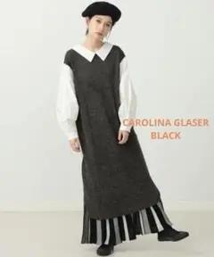 CAROLINA GLASER BLACK◆ニットソー×シャツワンピース◆グレー