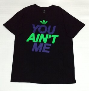 adidas.com サイズL半袖Tシャツ ラバー夜光トレフォイル文字プリントYOU AIN