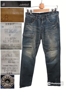 日本製★M(約75cm)【Johnbull/ジョンブル】月桂樹ボタン/色落ちUSED加工/カーゴパンツ/ベイカーパンツ/ジッパーフライ/ワークパンツ/★