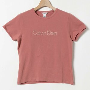 メール便◯ Calvin Klein カルバンクライン ロゴプリントTシャツ 半袖 ピンク くすみカラー M レディース コットン 綿 ストレッチ 伸縮性