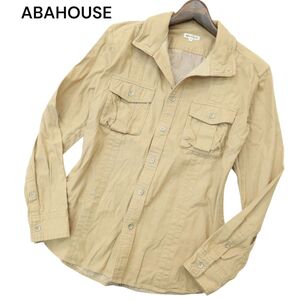 ABAHOUSE アバハウス 通年 襟ワイヤー★ 長袖 スタンドカラー スリム ワーク シャツ Sz.2　メンズ　A4T08569_7#C