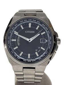 CITIZEN◆ソーラー腕時計/アナログ/BLK/SLV/H145-T018548//