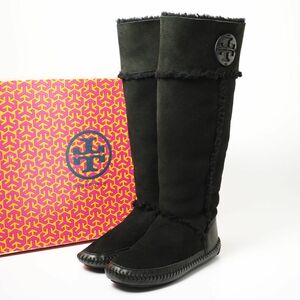 トリーバーチ TORY BURCH*ムートンブーツ/ロングブーツ*size9*ブラック☆本革