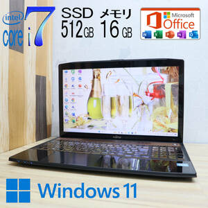 ★美品 最上級4コアi7！新品SSD512GB メモリ16GB★AH77/K Core i7-3632QM Webカメラ Win11 MS Office2019 Home&Business ノートPC★P71314